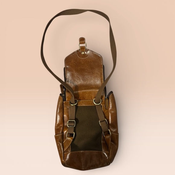 Jack Georges Voyager Zip Brown Leather Backpack Convertible Crossbody Bag Purse - Picture 2 of 5